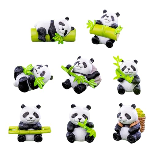 Itkcozcg Heimdekoration, Panda-Kuchenaufsätze, Miniatur-Tierfiguren für Party-Dekorationen und Garten-Topfhosen-Landschafts-Ornamente, 8 Stück von Itkcozcg