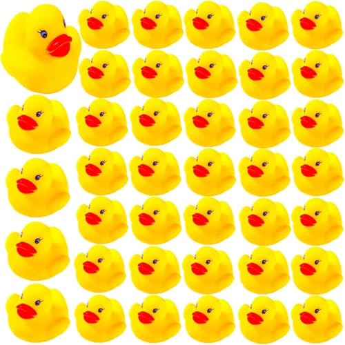 30Pcs Gummi Ente Kinder schwimmende und quietschende Mini gelbe Ente Badewanne Spielzeug Baby Dusche Party Dekoration von Itliety