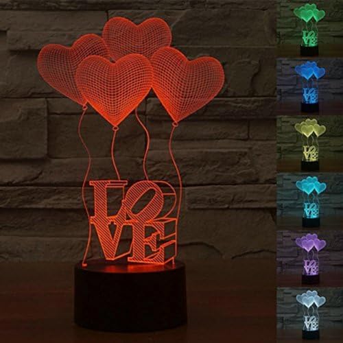 3D Romantische Liebe Herz Luftballons Acryl 3D Kreative Illusion Smart Fernbedienung Farbverlauf Atmosphäre von ItoNC