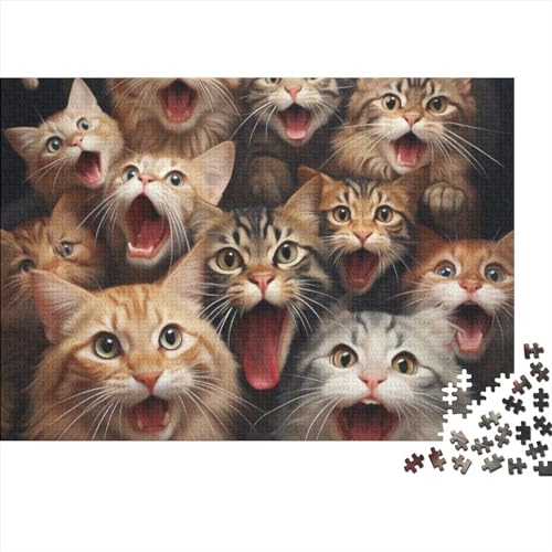 Katze, 500 Teile, Holzpuzzle, einzigartiges Puzzle, kreatives Puzzle, Geschenk für Erwachsene, Familienspiel, Herausforderung, Aktivität, 500 Teile (52 x 38 cm) von ItoNC