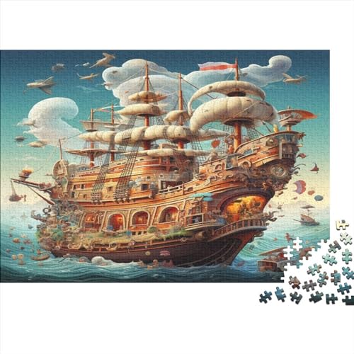 Ship 300 Teile Holzpuzzle, einzigartiges Puzzle, kreatives Puzzle, Geschenk für Erwachsene, Familienspiel, Herausforderungsaktivität, 300 Stück (40 x 28 cm) von ItoNC