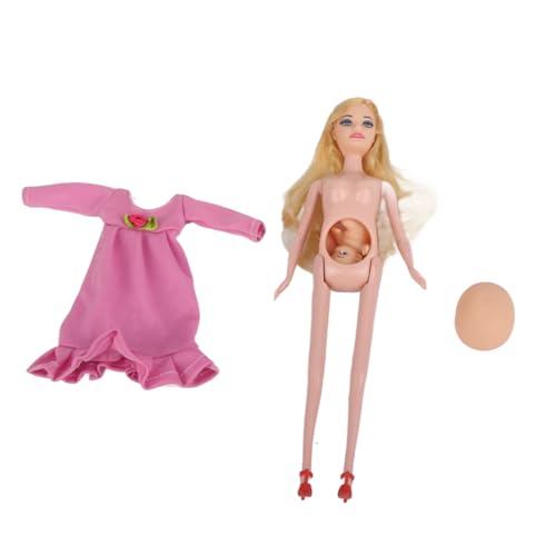 11 Zoll Bewegliche Figma-Puppe mit Gelenkkörper, Buntes Haar, DIY-Puppe für Schwangere Mütter mit Abnehmbarem Bauch, Spielzeug für Mädchen, mit Abnehmbarem Bauch für die Genesung von Itonash