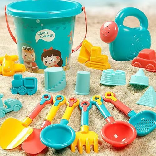 18 PCS Kids Beach Sandspielzeug Set Kinder Lustige Strandschaufel Sandform Schaufel Rake Sifter Gießen Dose von Itonash