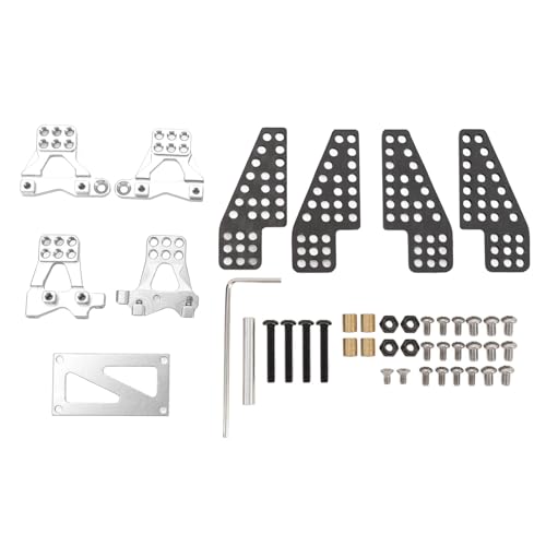 5 Stück RC Dämpferhalterung Ständer Upgrade Aluminiumlegierung Kohlefaser Stoßdämpferhalterung für 1/18 RC Crawler (Silber) von Itonash