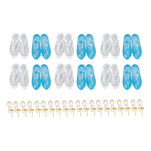 60 Blue & 30 White Miniature Schuhe Kleiderset mit 20 Ohrstiften, Mini & Exquisite Design Mini -Schuhe für Puppen, Ideales Puppenhauszubehör von Itonash