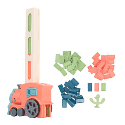 Interaktives Domino -Zugspielzeug, Klanglicht, Verbesserung der Kreativität, Automatische Domino -Stapelspiel für Kinder mit Trainförmigem Design (Rosa) von Itonash