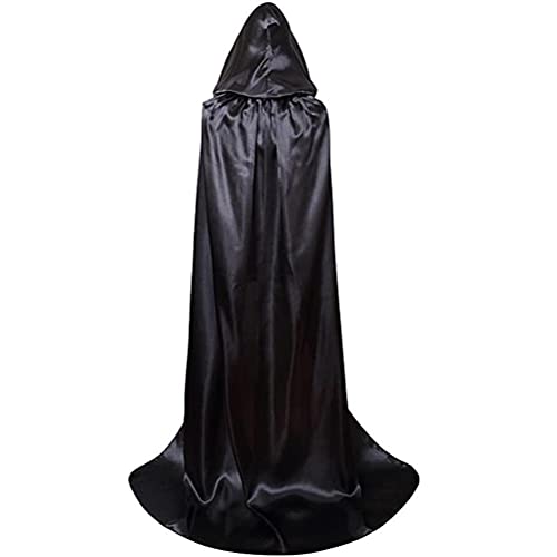 Itonash Halloween Schwarzer Kapuzenumhang, Reaper Witch Wizard Kostüm Kapuzenumhang Cape Cosplay Kostüm, Zauberer Märchen Cosplay Umhänge Kostümball Halloween Kostüm für Erwachsene (A) von Itonash