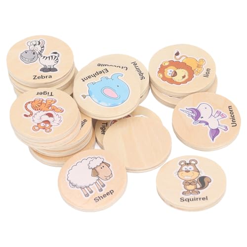 Itonash Holz-Memory-Spiel, Memory-Matching-Spiel für Kleinkinder, Lernspielzeug aus Holz mit Cartoon-Designs, Langlebiges Holzmaterial, Lernen von Formen und Farben, Spannendes Lösen von von Itonash