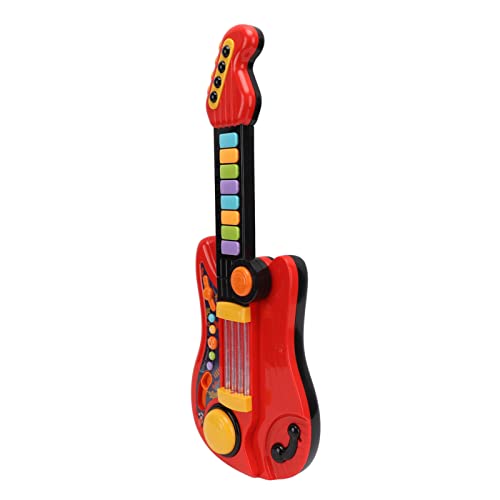 Itonash Kids E -Gitarrenspielzeug, Multifunktionales Falt -Gitarren -Klaviermusikspielzeug für Kinder, Cartoon Tiermuster (Rot) von Itonash