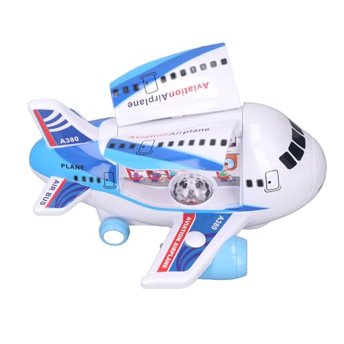 Itonash Kids Electric Airplane Toy Lights Musik Öffnen Tür Hoch Simuliertes Flugzeugmodell mit Wassernebelspray für Kinder Lernen und Wachsen (Blau) von Itonash