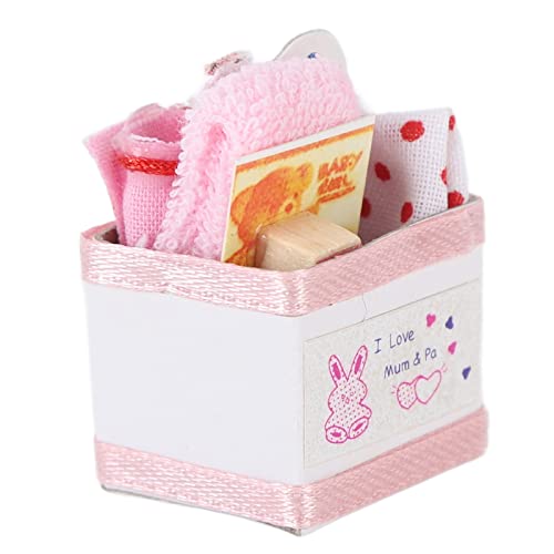 Itonash Mini Baby Toy Box, Süße Puppenhaus -Baby -Spielzeugkiste mit Spielzeug, Geeignet für Dollhouse Decoration, Tolles Puppenhausgeschenk von Itonash