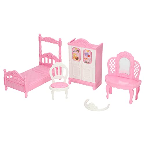 Itonash Miniaturschlafzimmer, So Tun Spielzeug Kindermöbel Set Garderobe Schminktischbett, Simulationsspiel Rollenspiele Vorschulzentrum, Puppenhausdekoration Accessoires mit Kinderfirma von Itonash