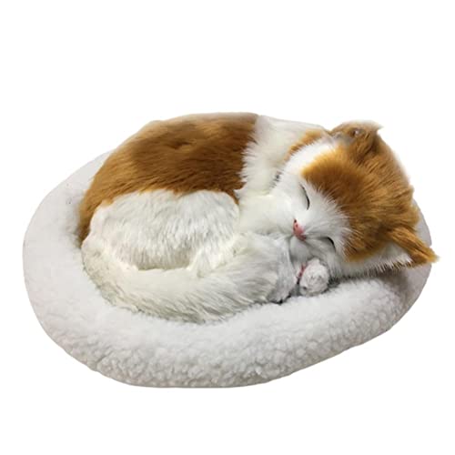 Itonash Realistisches Schlafendes Katzenspielzeug, Atmende Katze, Stofftierpuppe mit Matte, Plüschtiere für, Heimdekoration für Zuhause, Büro, Schlafzimmer, Dekoration (A) von Itonash