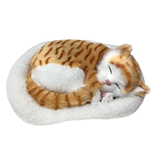 Itonash Realistisches Schlafendes Katzenspielzeug, Atmende Katze, Stofftierpuppe mit Matte, Plüschtiere für, Heimdekoration für Zuhause, Büro, Schlafzimmer, Dekoration (B) von Itonash