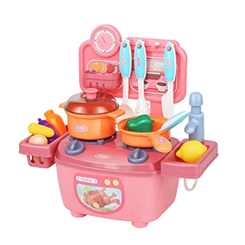 Kinderspielzeugküchensets, Plastikkochgeschirrspielset mit Obst und Gemüse, Kinderpädagogikspielzeug Zum Geburtstag (Rosa) von Itonash