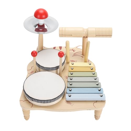 Kindertrommel-Set, Musiktrommel-Set aus Holz, Baby-Musikinstrumente, Spielzeug für Kleinkinder, Holz-Xylophon-Schlaginstrumente, Musikspielzeug für Kinder, und Mädchen von Itonash