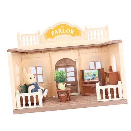 Komplette Puppenhauseinrichtung mit Fernseher, Teetisch, Sofa, Kamin für Fantasievolles Spielen und Rollenspiele, Robustes Miniatur-Puppenhaus-Set aus Kunststoff für von Itonash