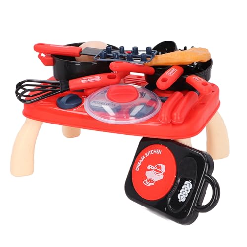 Küchenspiel -Set mit Echtem Spielzeug für Elektrische, Klang und Leichte Musik, Ideales für Kleinkinder, und Mädchen Kitchen -Spielsets (Rot) von Itonash