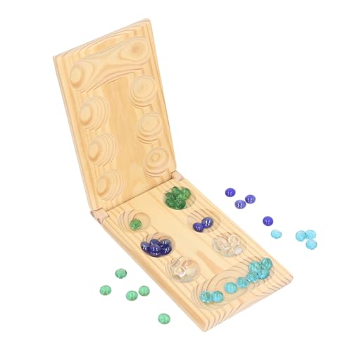 Mancala-Brettspiel, Mancala-Brettspiel, Brettspiel mit Faltbarem Holzbrett, Steinkieseln, Holzbrettspiele für Kinder und Erwachsene (Groß) von Itonash