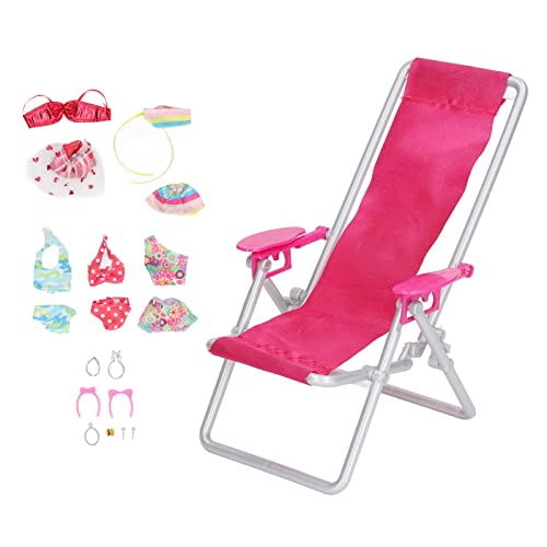 Miniature Beach Accessoires Spielzeugpack 1/12 Puppenkleidung Set mit Stuhl Bikini Anzug Lebendes Mini -Strand -Accessoires, für Puppenhausdekoration, Interaktives Spielzeug, von Itonash