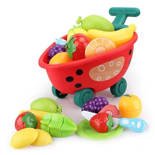 Obst Schneiden Küchenspielzeug, Pädagogisches Plastikspielzeug mit Schneiden von Obst und Gemüse für Kinderspiel -Set, Verbessert die Feinmotorische Fähigkeiten und die von Itonash