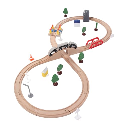 Welt-Erweiterungspaket, Holzeisenbahngleis-Erweiterungspaket, Holzeisenbahngleis für Kinder ab 3 Jahren, Kompatibel mit Brücke und Allen Eisenbahnsets-Zubehörteilen für Kinder von Itonash