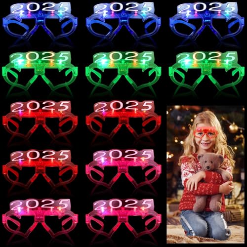 Itoyx 12 Stück 2025 leuchtende Brille, 2025 LED-Partybrille, Neon-Partybrille mit bunten Lichtern, 3 Blinkmodi, universelle Passform für kleine und Erwachsene, perfekt für Neujahrsabschluss von Itoyx