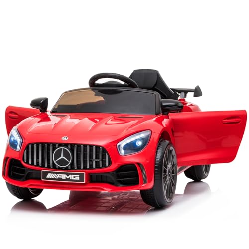 Kinder Elektroauto Mercedes Benz AMG, 12V Elektrofahrzeug für Kinder mit 2,4G-Fernbedienung, Elektrische Kinderfahrzeuge 2-türig, mit MP3, Musik, LED, für Kinder ab 3 Jahre, Rot von Itslife