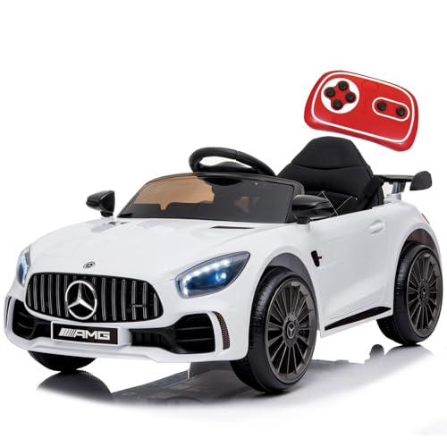 Kinder Elektroauto Mercedes Benz AMG, 12V Elektrofahrzeug für Kinder mit 2,4G-Fernbedienung, Elektrische Kinderfahrzeuge 2-türig, mit MP3, Musik, LED, für Kinder ab 3 Jahre, Weiß von Itslife