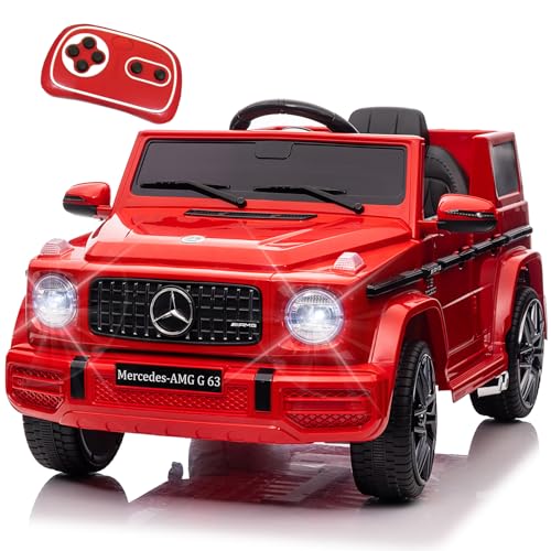 Kinder Elektroauto Mercedes Benz G63, 12V Elektrofahrzeug für Kinder mit 2,4G-Fernbedienung, Elektrische Kinderfahrzeuge 2-türig, mit MP3, Musik, LED, für Kinder ab 3 Jahre, Rot von Itslife