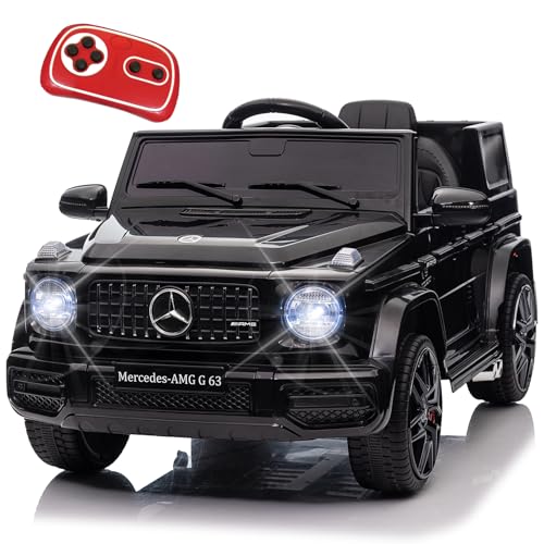 Kinder Elektroauto Mercedes Benz G63, 12V Elektrofahrzeug für Kinder mit 2,4G-Fernbedienung, Elektrische Kinderfahrzeuge 2-türig, mit MP3, Musik, LED, für Kinder ab 3 Jahre, Schwarz von Itslife