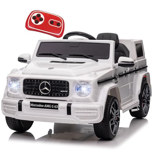 Kinder Elektroauto Mercedes Benz G63, 12V Elektrofahrzeug für Kinder mit 2,4G-Fernbedienung, Elektrische Kinderfahrzeuge 2-türig, mit MP3, Musik, LED, für Kinder ab 3 Jahre, Weiß von Itslife