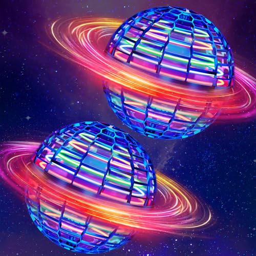 Ivtivfu Fliegender Ball (Blau,2 Stück), Flying Spinner, Magic Hover Schwebe Ball, Magischer Ball, Zauberball, LED UFO Ball Toys, Bumerang, Spielzeug Drohne für Kinder ab 6, 8, 10, 12 Jahren von Ivtivfu