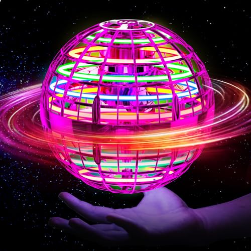 Ivtivfu Fliegender Ball (Rosa), Flying Spinner, Magic Hover Schwebe Ball, Magischer Ball, Zauberball, LED UFO Ball Toys, Bumerang, Spielzeug Drohne für Kinder ab 6, 8, 10, 12 Jahren von Ivtivfu