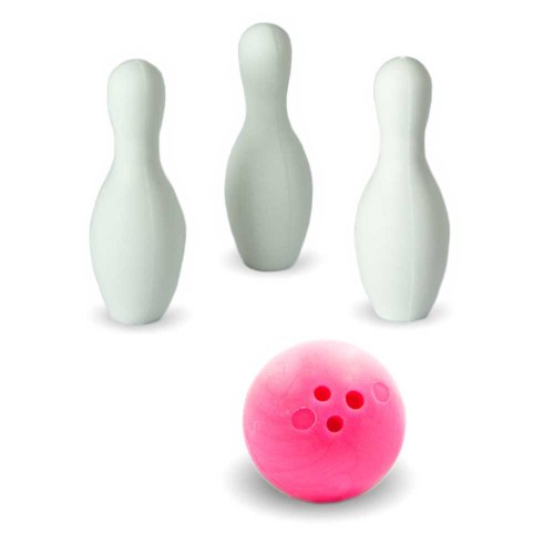 Iwako Puzzle Radiergummi zum Sammeln Bowling Kugel 3 Bowling Kegel Pins und Sticker pink von Iwako