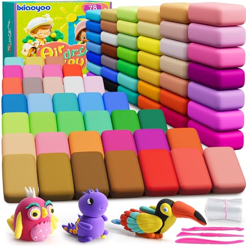 Ixiaoyoo Modelliermasse Lufttrocknend - 78 Farben Knete Lufttrocknend Magischer Knete für Kinder, Geschenk für Jungen und Mädchen im Alter von 3-12 Jahren Ixiaoyoo Modelliermasse Lufttrocknend - 78 Farben Knete Lufttrocknend Magischer Knete für Kinder, Geschenk für Jungen und Mädchen im Alter von 3-12 Jahren von Ixiaoyoo