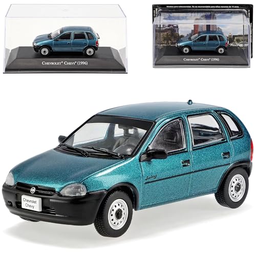 Ixo Chevrolet Chevy Baugleich Opel Corsa B Swing 5 Türer Blau Metallic 1993-2000 mit Sockel und Vitrine 1/43 Modell Auto von Ixo