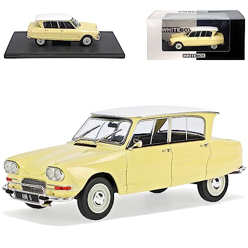 Ixo Citroen AMI 6 Gelb Weisses Dach 1961-1969 1/24 Whitebox Modell Auto von Ixo