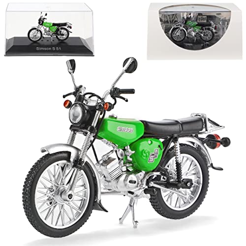 Ixo Defekte Vitrine Simson S 51 Saft Grün 1980-1990 DDR Mokick Moped 1/24 Atlas Modell Motorrad von Ixo