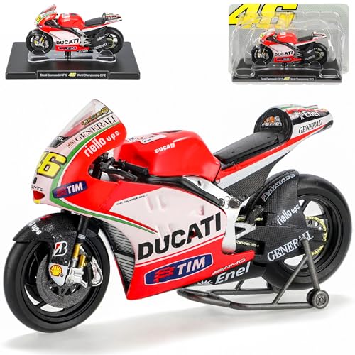 Ixo Ducati 2012 Desmosedici GP12 Valentino.Rossi Weltmeister Mit Sockel 1/18 Modell Motorrad mit individiuellem Wunschkennzeichen von Ixo