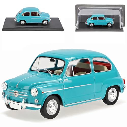 Ixo FIAT 600D Blau 1955-1969 mit Sockel 1/24 Modellcarsonline Modell Auto mit individiuellem Wunschkennzeichen von Ixo