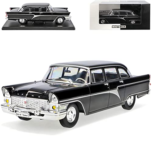 Ixo Gaz-13 Chaika Tschaika Limousine Schwarz 1959-1981 Mit Sockel 1/24 Whitebox Modell Auto mit individiuellem Wunschkennzeichen von Ixo