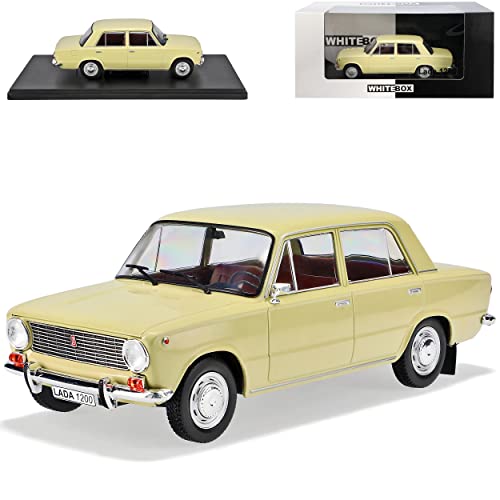 Ixo Lada 1200 Schiguli WAS-2101 Limousine Cream Beige Mit Sockel 1/24 Whitebox Modell Auto mit individiuellem Wunschkennzeichen von Ixo