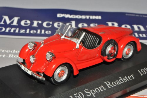 Ixo Mercedes-Benz 150 Sport Roadster 1935 Cabrio Rot Inkl Zeitschrift Nr 17 1/43 Modell Auto von Ixo