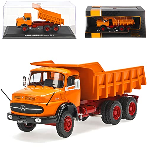 Ixo Mercedes-B LK 2624 Kipper Orange 1979 1/43 Modell Auto mit individiuellem Wunschkennzeichen von Ixo