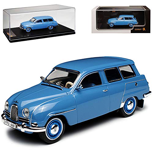 Ixo Saab 95 Kombi Blau 1960-1980 1/43 PremiumX Modell Auto mit individiuellem Wunschkennzeichen von Ixo