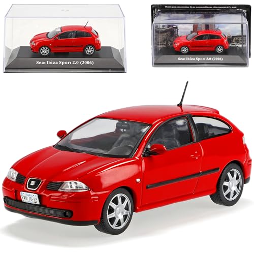 Ixo Defekte Vitrine Seat Ibiza 6L Rot 3 Türer 3. Generation 2002-2008 mit Sockel und Vitrine 1/43 Modell Auto von Ixo