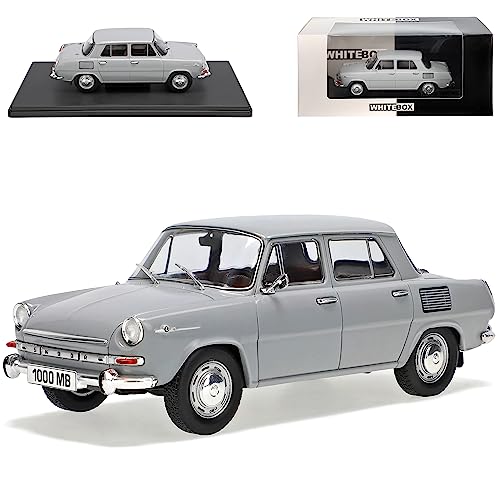 Ixo Skoda 1000MB Limousine Grau 1964-1969 Mit Sockel 1/24 Whitebox Modell Auto von Ixo