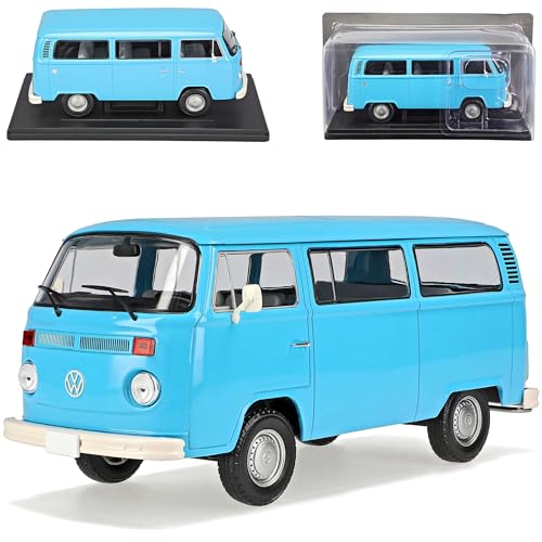 Ixo Volkwagen T2 Blau Bus Personen Transporter 1967-1979 mit Sockel 1/24 Modell Auto Modellcarsonline Modell Auto von Ixo