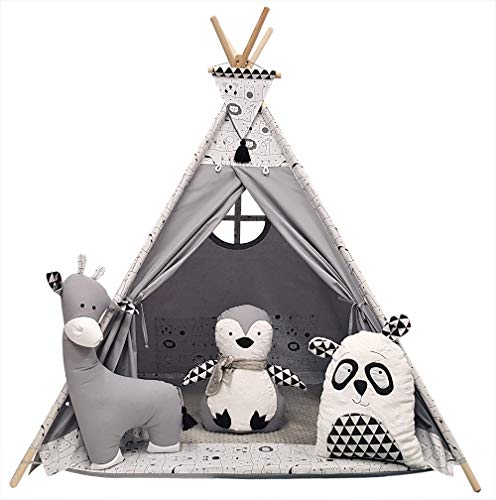 Izabell® Kinder Spielzelt Teepee Tipi Set für Kinder drinnen draußen Spielzeug Zelt Indianer Indianertipi mit Fenster Tipi mit Zubehör Tipizelt Zoo von Izabell